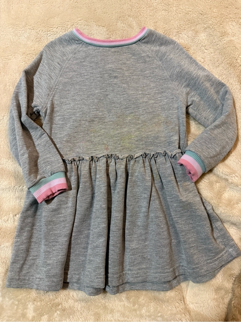 Little Sleepies Gray Bamboo sweater Dress 18–24M Pink Striped Trim